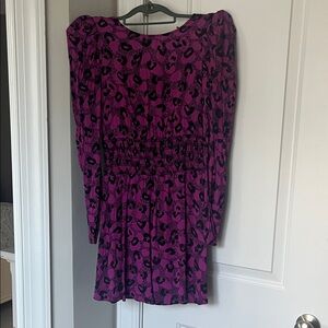 AFRM Purple and Black Animal Print Backless Dress